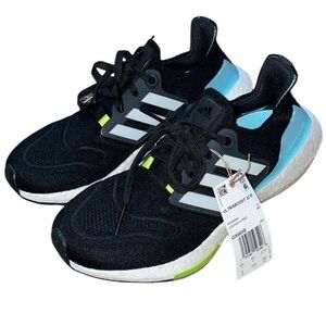 Adidas Ultra Boost 22 Core Black Blue Yellow women’s running shoe